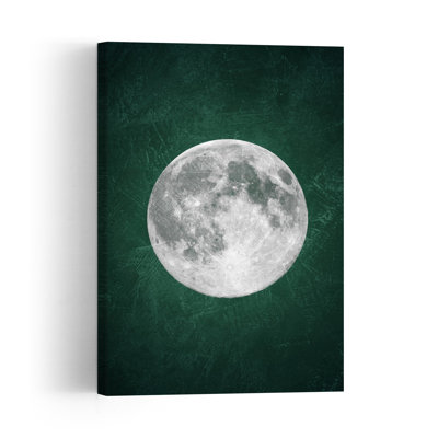 Mystic Green Moon Abstract Dreamy Elegant Landscape Nature Wall Art Print 1 Piece Wrapped Canvas Wall Art