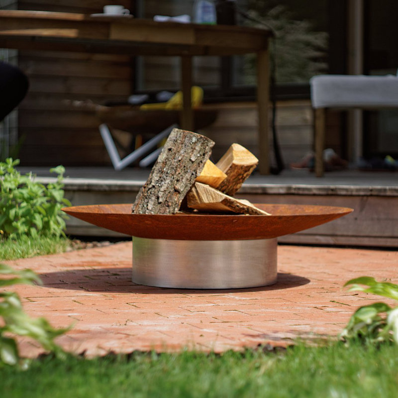 Sala Round Stainless Steel Wood Burning Fire Pit, 14cm H x 58cm W x 58cm D
