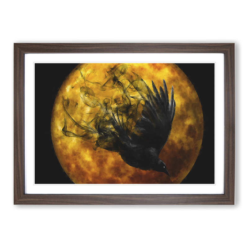 Raven Bird Vol.2 - Framed Print, 36cm H x 48cm W x 2cm D, Walnut Framed