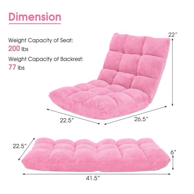 Folding Floor Chair with Back Support, Pink
