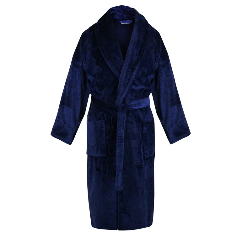 White Noise Cotton Velour Bathrobe with Pockets | Wayfair