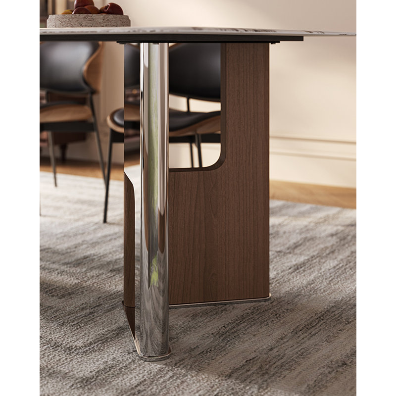 Table de salle à manger rectangulaire en pierre de style rétro, H 29,53 po x L 70,87 po x l 35,43 po