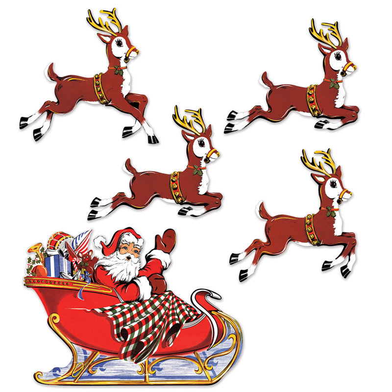 Père Noël rétro et découpes de traîneau