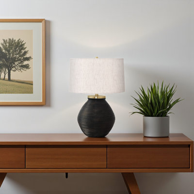 Lampe de table Piera en béton noir et ivoire / crème Piera, H 24,79 po x l 17,8 po x P 17,82 po