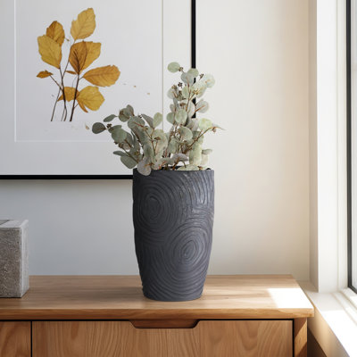 Decorative Swirl Textural Vase for Home Decor – Modern Tall Flower Vase Perfect for Entryway, Console Table Decor, or Office Accent