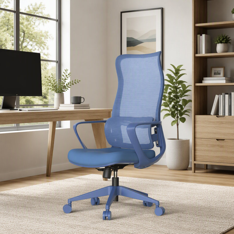 Fauteuil de bureau ergonomique et coloré 350LBS Home Office Mesh, Bleu