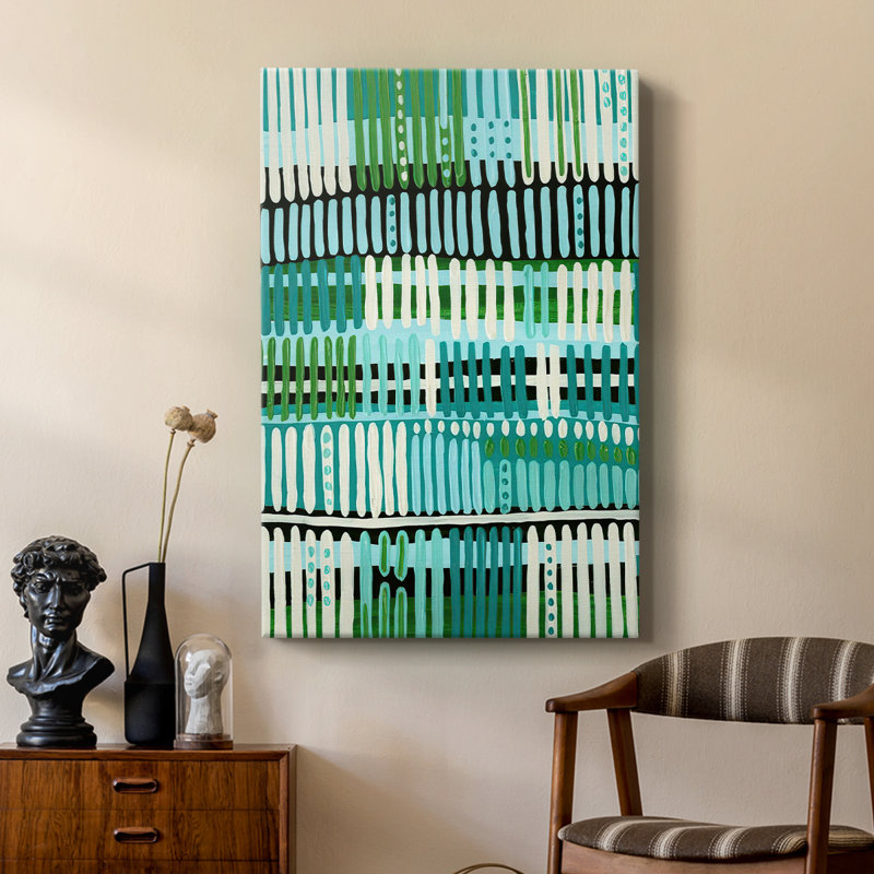 Teal Pattern II -Custom Wrapped Gallery Cavas, 18" H x 12" W