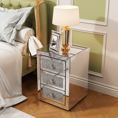 Table de chevet à 3 tiroirs avec table de chevet et miroir