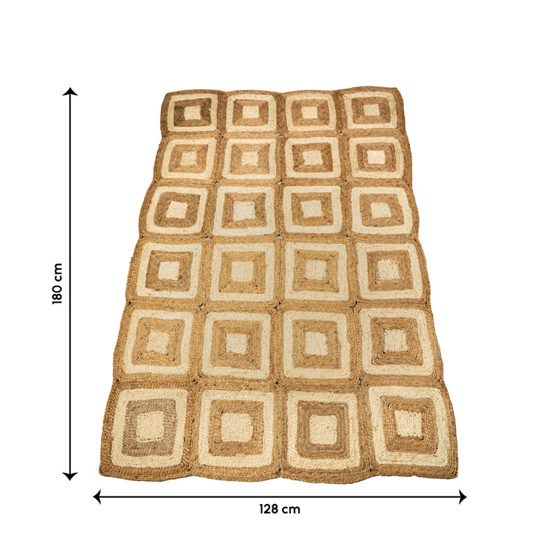 Hand Woven Jute Rectangular Geometric Carpet