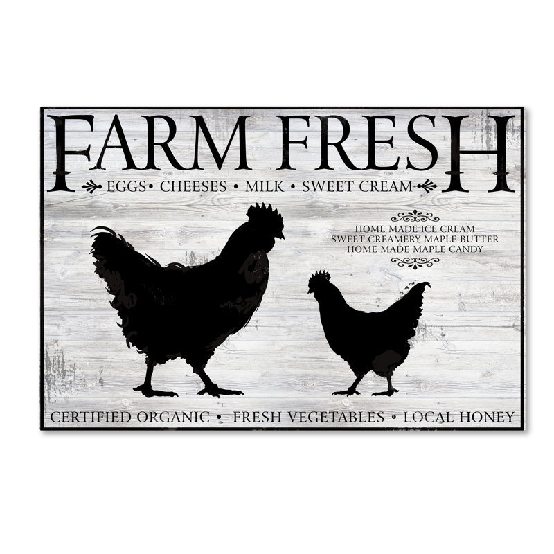 « farm fraîche », publicité rétro sur toile tendue, H 30 po x l 47 po
