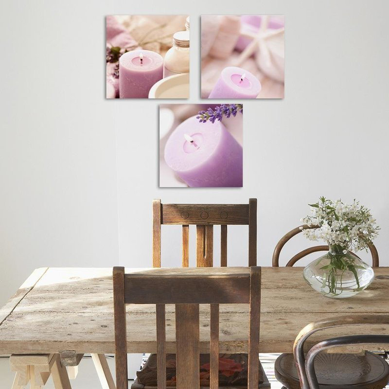 3-tlg. Fotodruck-Set Lavender Candles