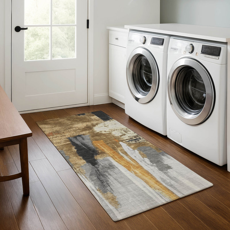 Tapis abstrait lavable à la machine Premium, Tapis de couloir 2 pi 3 po x 7 pi 6 po