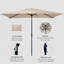 Parasol de marché rectangulaire 10 x 6,5 pi avec manivelle, mât en aluminium-910630947