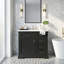 Meuble-lavabo autoportant de 36 po avec lavabo en céramique, structure en bois d'hévéa massif, 2 tiroirs et organisateur de porte et tablette réglable (noir / bleu)-2124278840