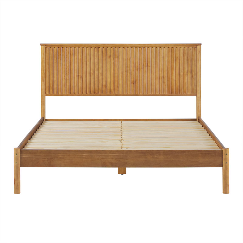 Asho Solid Wood Platform Bed with Reeded Headboard