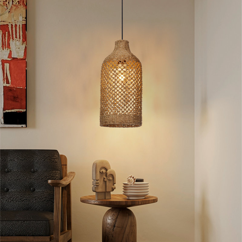 Luminaire suspendu en rotin pour îlot de cuisine Boho