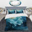Ensemble de housse de couette Aqua Blue and White Serenity Swirl III - Abstract Spirals-107147928