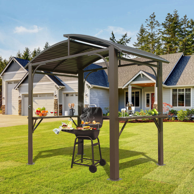 8 Ft. W Galvanized Metal Gazebo, Brown