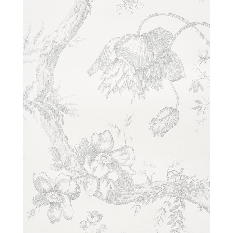 Papier peint Toile De Fleurs, Grisaille