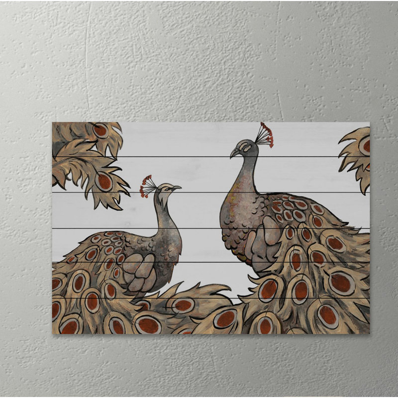 « peacock partner iii », reproduction sur bois encadrée, 24 po x 36 po