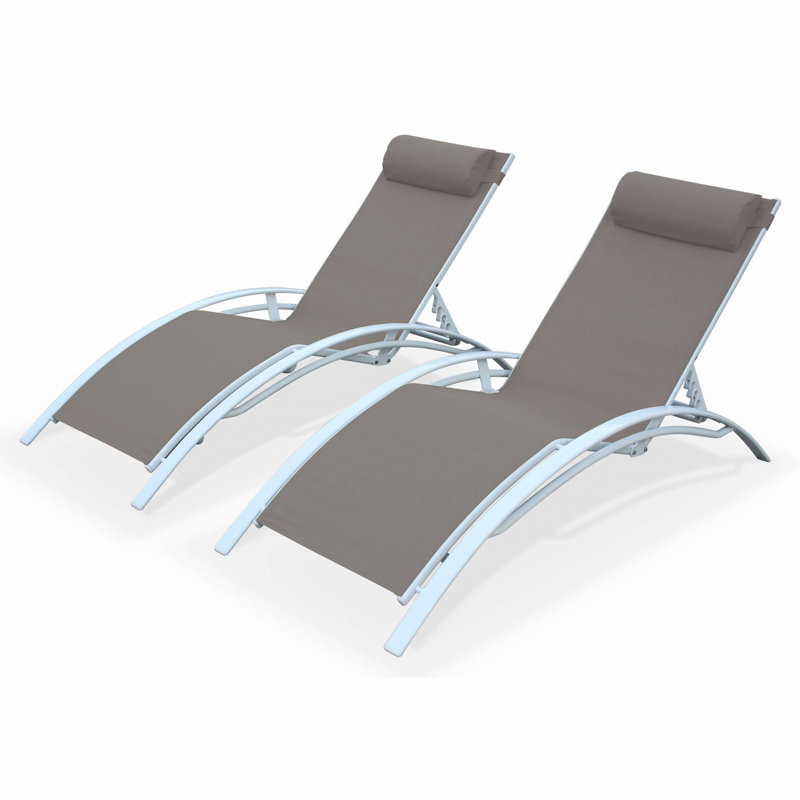 Sebastien 160cm Long Reclining Chaise Lounge Set, Brown, White