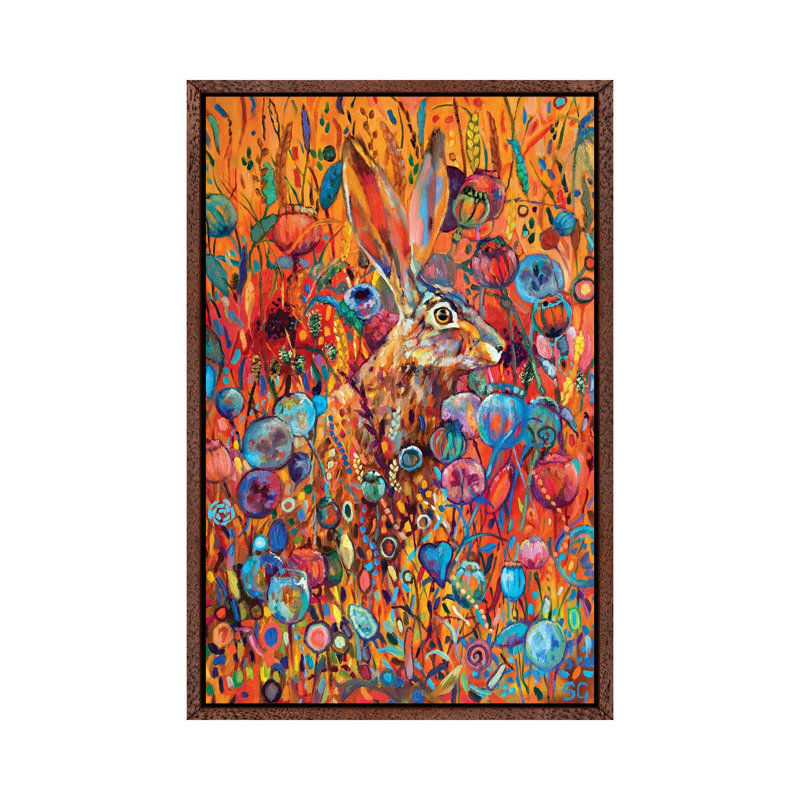 Poppyseed Hare 1 Piece Painting on Canvas, 66.04 cm H x 45.72 cm W, Classic Brown Wood Framed
