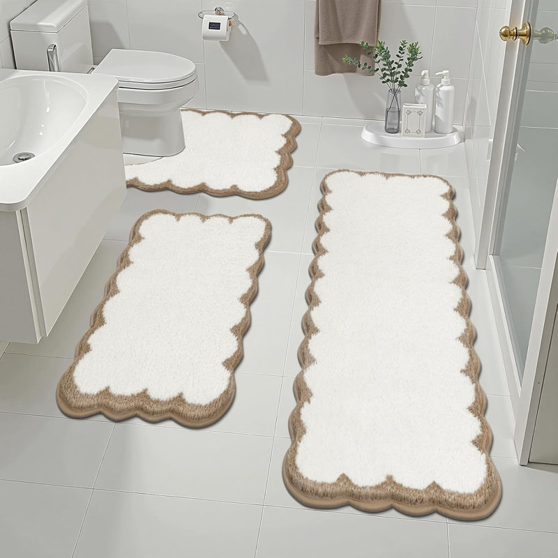 Bathroom Rugs Sets 3 Piece, Beige/Cream