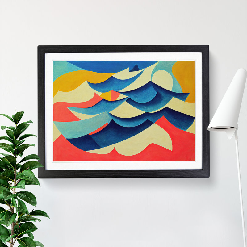 Abstract Ocean Wave Vol.4 - Framed Print, Black, 46cm H x 64cm W x 2cm D