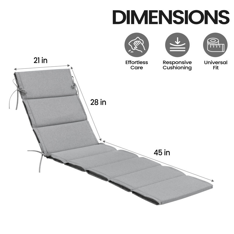 Latitude Run® Outdoor Seat/Back Cushion, Gray, 21" W x 72" D