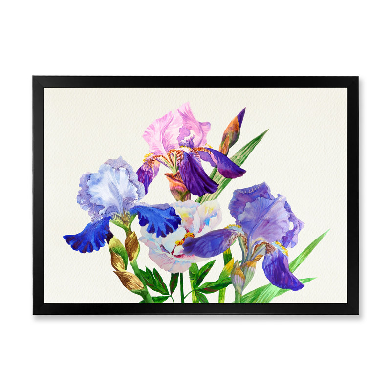«Iris bleu et mauve en été III», reproduction sur toile flottante, H 8 po x l 12 po x P 1 po, Cadre photo noir