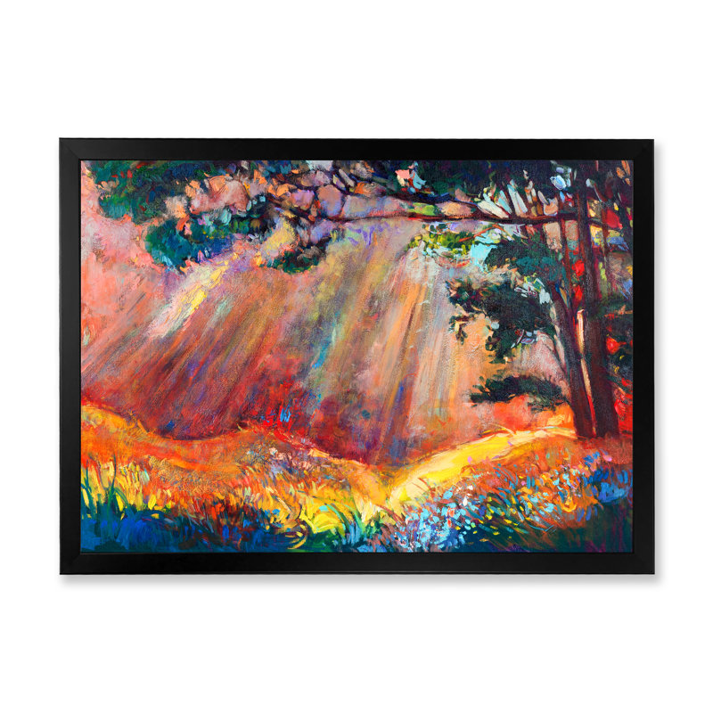 " Autumn Forest Paitning ", Black Picture Framed Canvas, 8" H x 12" W x 1" D