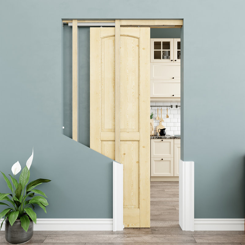 Porte intérieure à 2 panneaux en bois de pin 24 po x 80 po, bois de pin naturel, pouvant être peint et imperméable, comme portes de buanderie, portes de placard, portes de pièce