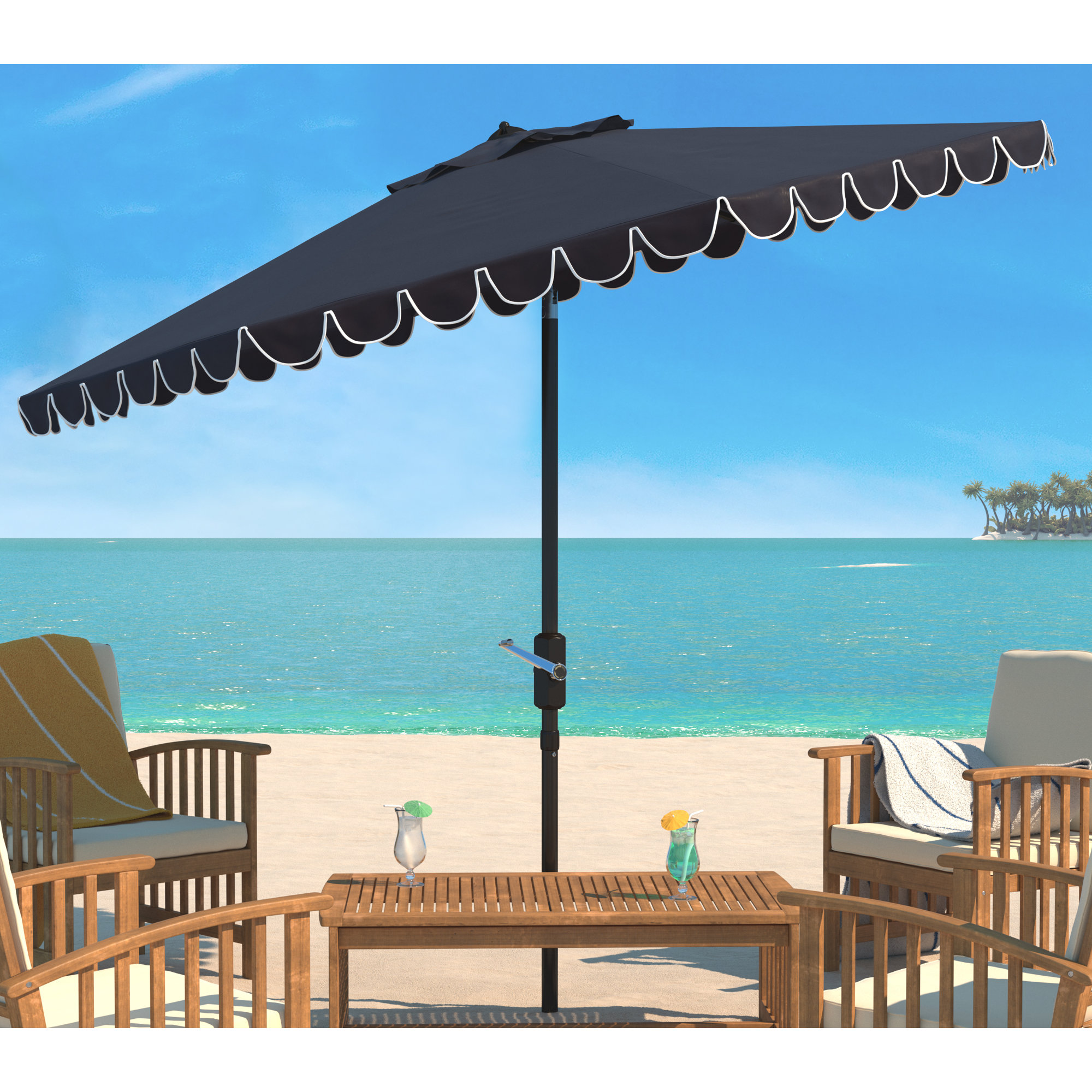 Bourbana 90'' Outdoor Umbrella, Navy