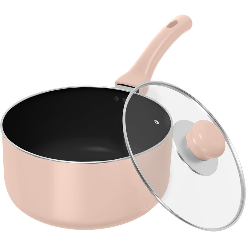 Casserole antiadhésive à poignée détachable de 2 pintes avec couvercle en verre pour une utilisation polyvalente dans la cuisine ou le restaurant