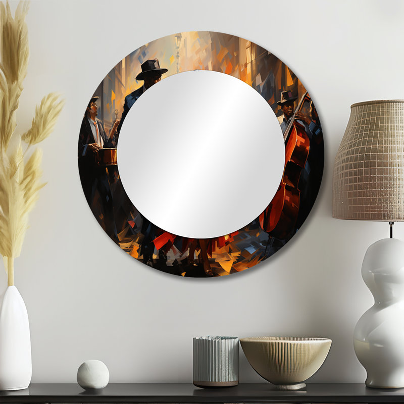 Art afro-américain Spirit II - Art mural africain unique, miroir rond orange, impression sur métal, 23 po x 23 po