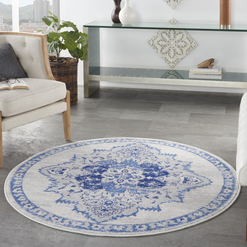 Ikat Indoor Rug, Round 5'