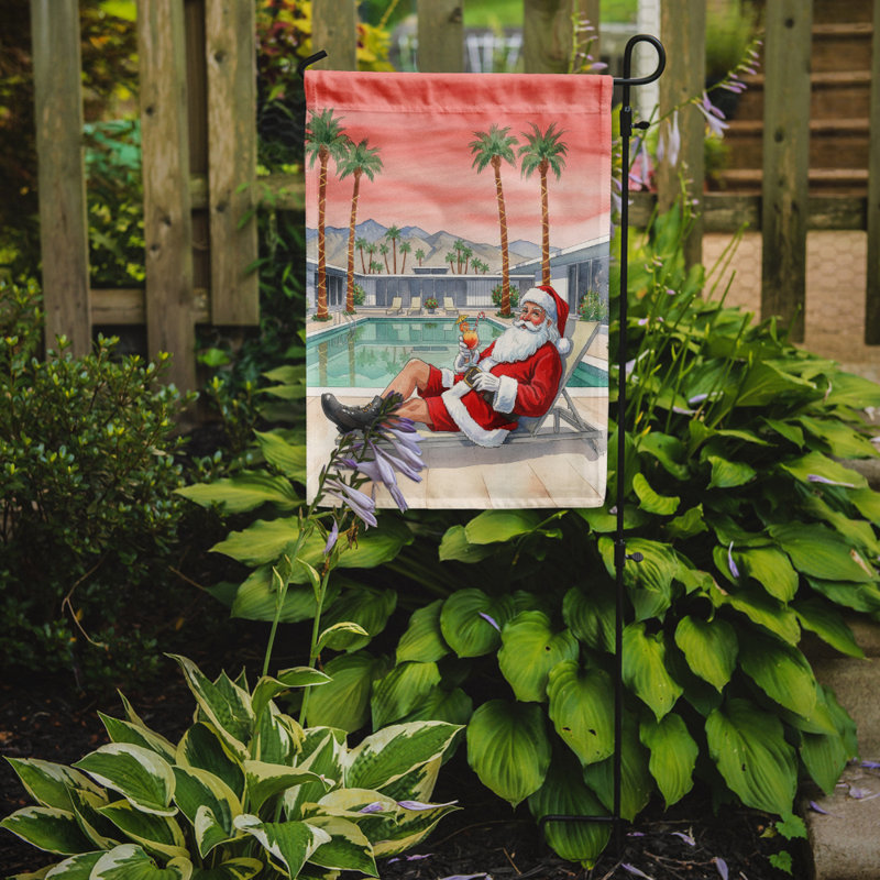 Drapeau de Noël du père Noël à Palm Springs, Taille du jardin, Santa in Palm Springs