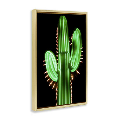 Neon Lights Cactus Floater Canvas by Danita Delimont