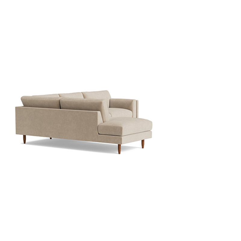 Skinny Fat Sectional, Velvet - Beige, Left Hand Facing