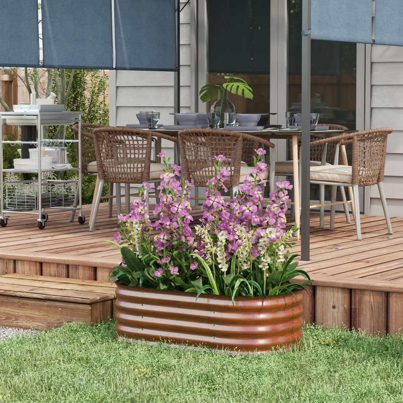 Ensemble de lit de jardin surélevé galvanisé 3,5 pi x 2 pi x 1 pi Outsunny