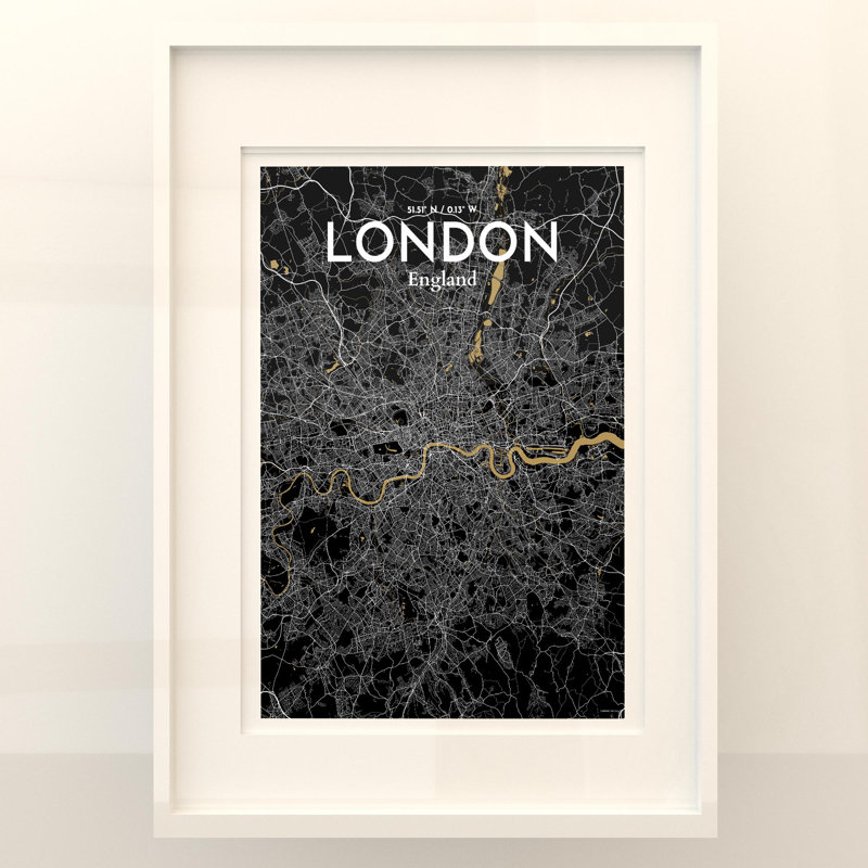 London City Map In Luxe - No Frame Print, 27.6cm H x 19.7cm W x 0.05cm D