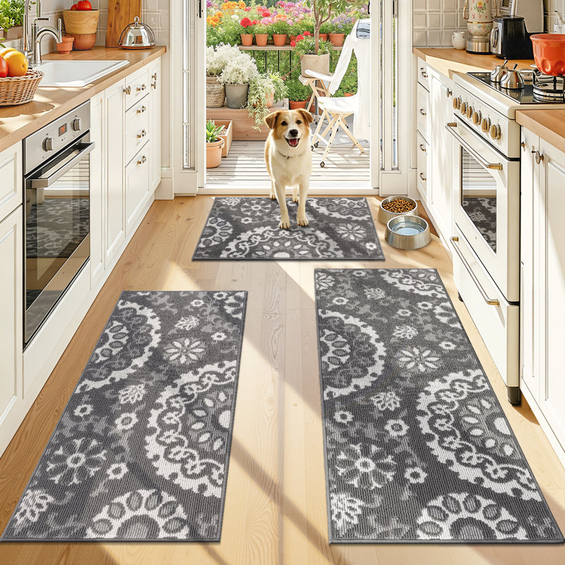 Large Size Scratch-resistant Kitchen Mats (Set of 3), Gray