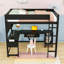 Lit mezzanine double avec bureau, tablettes, DEL et station de charge-1978525007