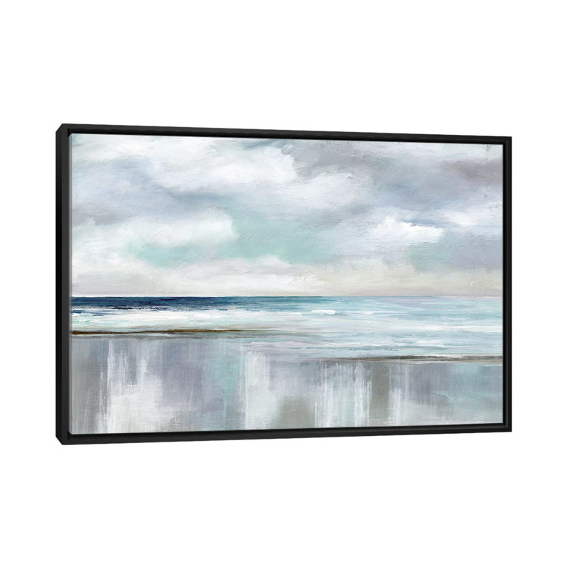 «Cyan Sunrise», reproduction sur toile, H 18 po x l 26 po x P 1,5 po, Toile avec cadre noir, Pas de tapis