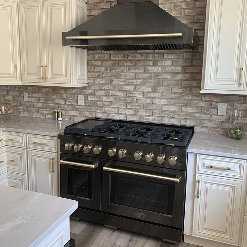 ZLINE Autograph 48 in. Gas Range in Stainless Steel, Black/Polished Gold