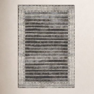 Boden Charcoal Ivory Striped Outdoor Rug