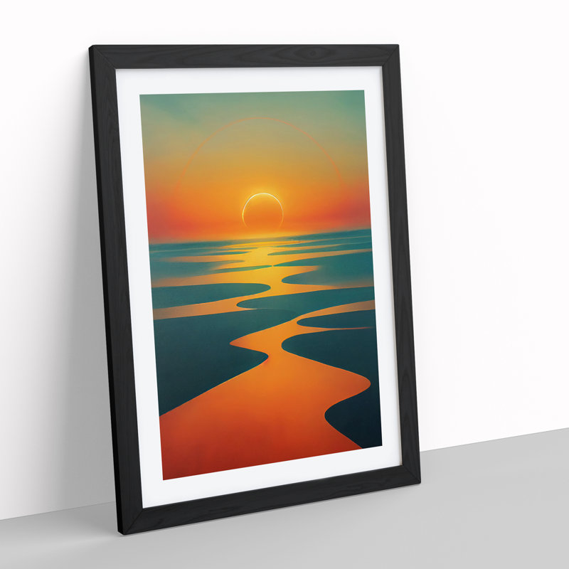 Bold Sunset View - Framed Print, 34cm H x 25cm W x 2cm D, Black