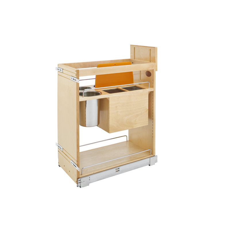 Maple Knife Block Pullout Organizer w/ BLUM Soft-Close for 15" Base Cabinets, 25.5" H x 11.75" W x 21.63" D