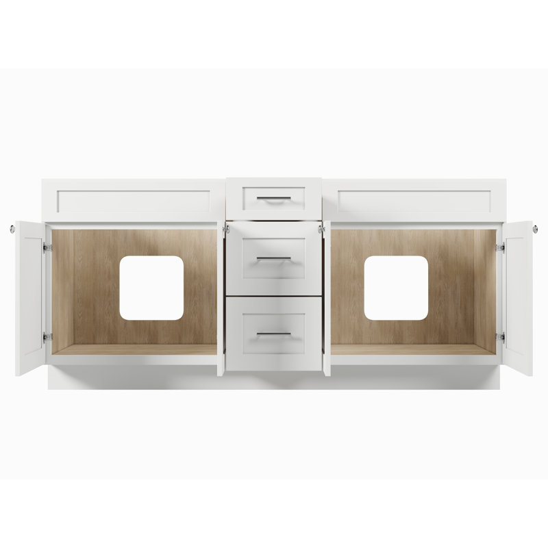 Meuble-lavabo double de seulement 75 po, Blanc