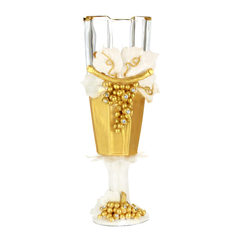 Élégant vase doré - 7 X 16 pouces